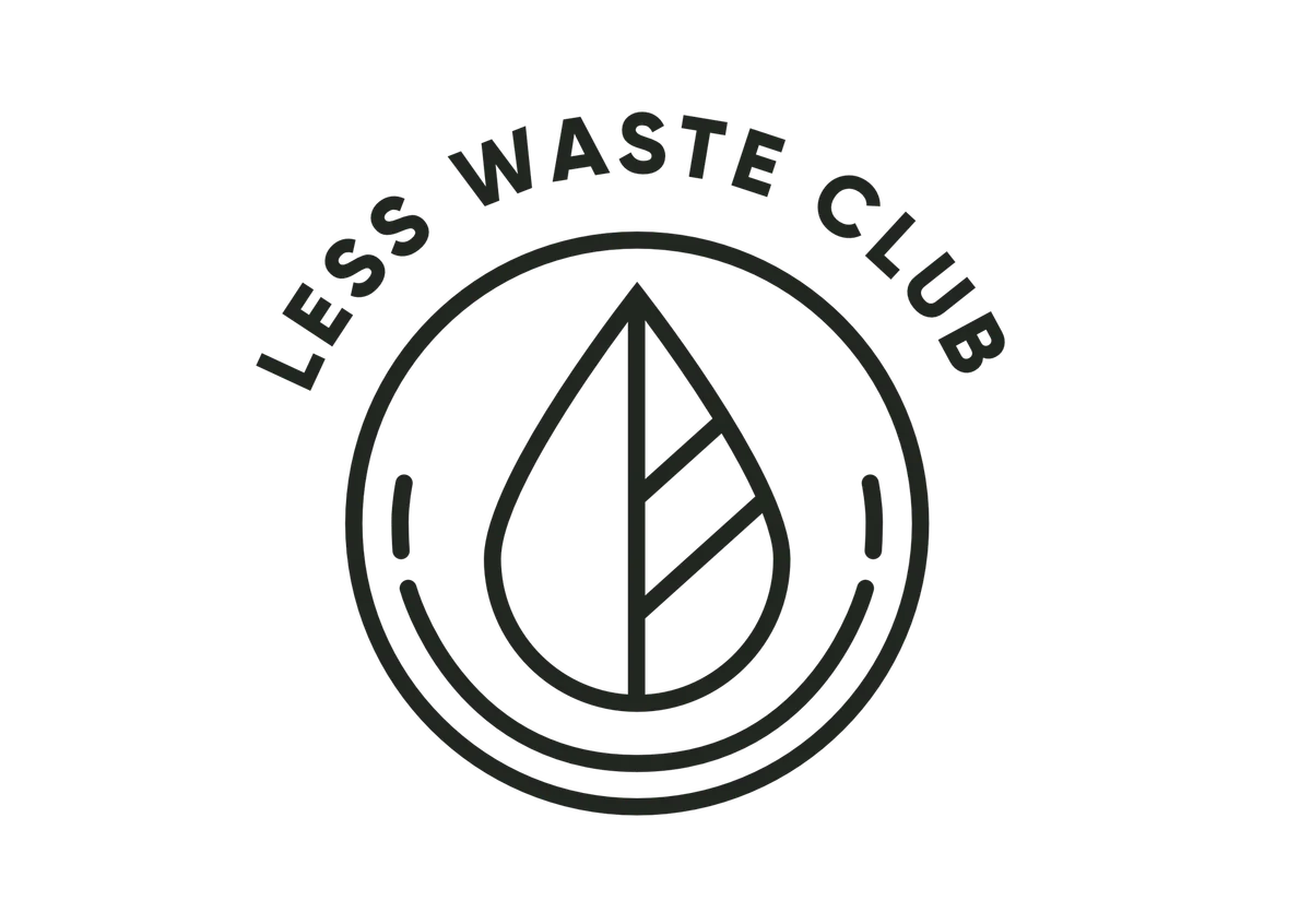 Less Waste Club logo featuring a leaf symbol inside concentric circles with curved text