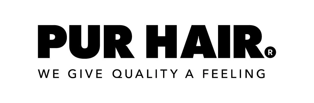 PUR HAIR logo in bold black letters with registered trademark symbol and tagline 