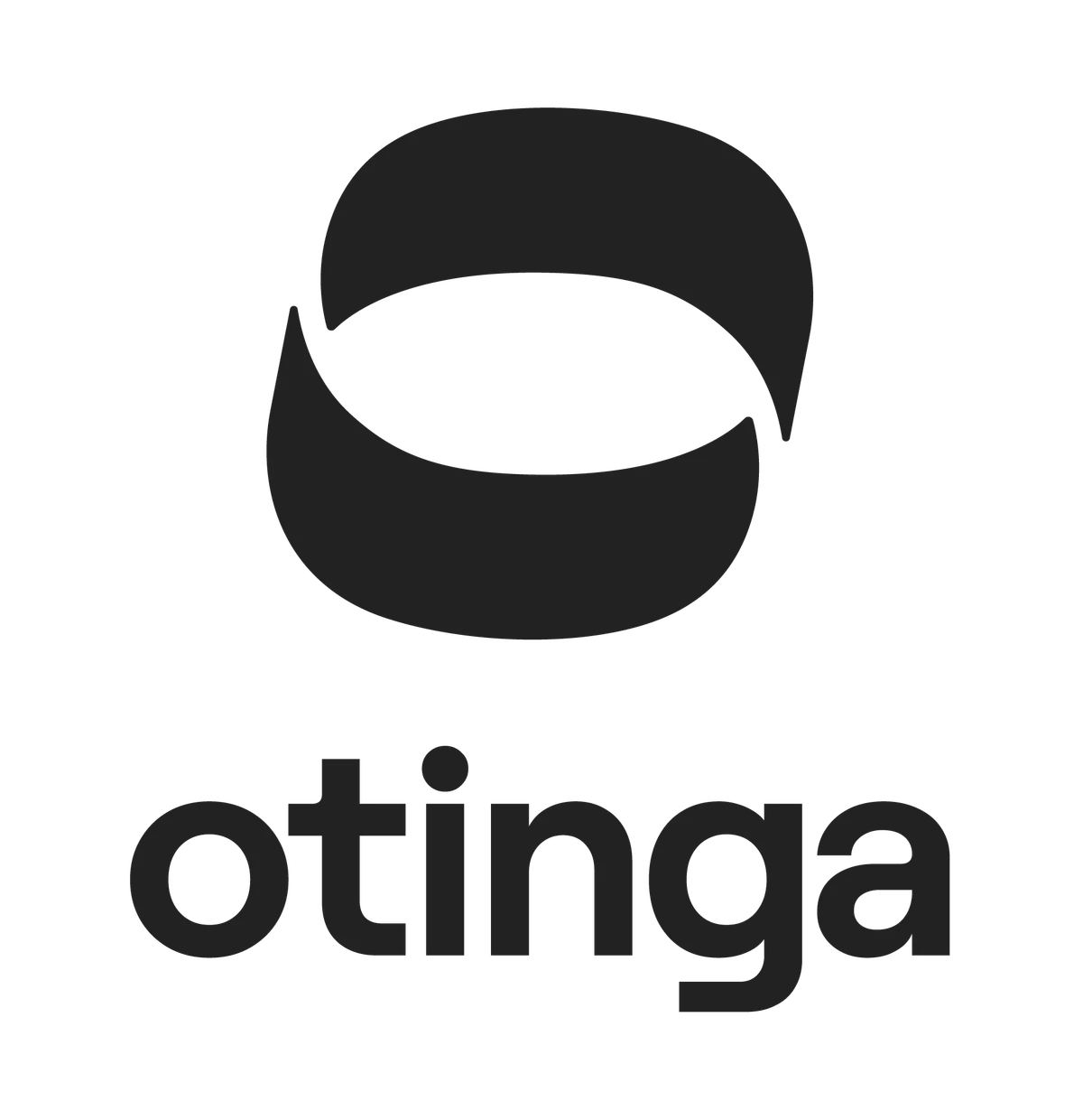 Logo de Otinga con un icono de boca estilizada en negro y el nombre de la empresa debajo sobre fondo blanco.