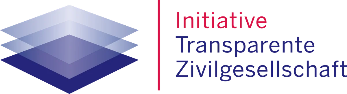 Logo de la Iniciativa Sociedad Civil Transparente con cuadrados azules superpuestos y línea vertical magenta
