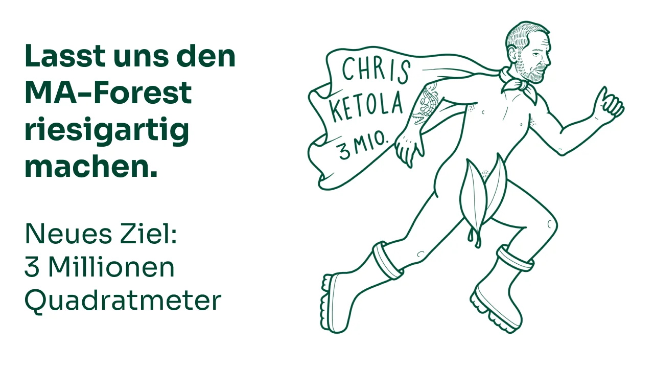Promotional graphic featuring a running man in mid-jump wearing shoes, holding a banner reading 
