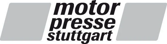 Motorpresse Stuttgart logo featuring grey parallelogram shapes with black italic text